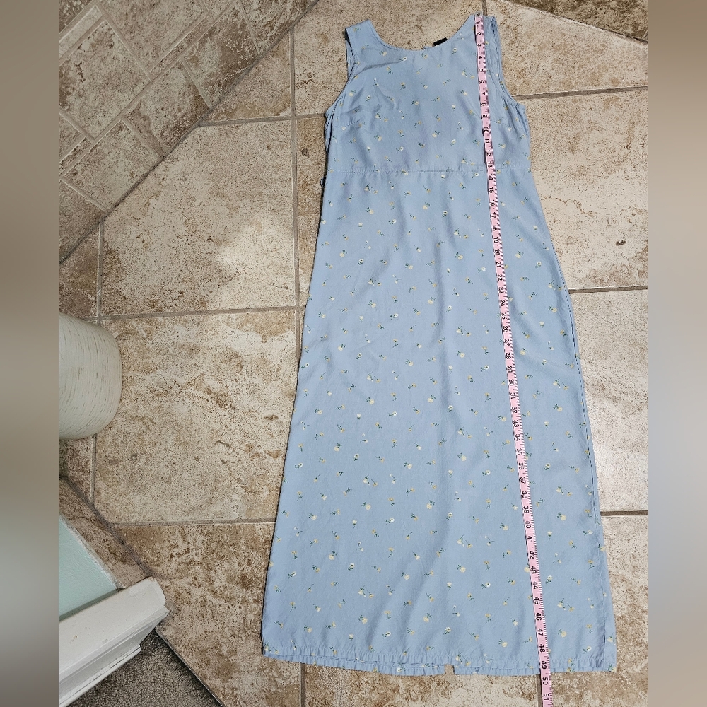 GAP Womens Size 6 Midi Dress Blue Floral Rayon Cottagecore Vintage Summer Boho - Picture 7 of 7